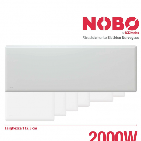 Radiatore elettrico norvegese NOBO 2000W per ambienti fino a 35 m² (include termostato NCU-2Te)